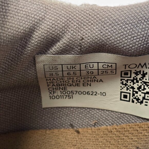 WOMENS TOMS CABRILLO LACE UP CANVAS SNEAKER GRAY WITH LEATHER ACCENT SIZE 8.5 - Picture 4 of 8